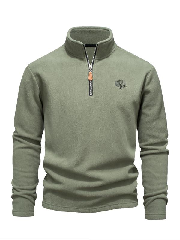 Sweatshirt homme en polaire, col montant zippé — idéal pour l’automne et l’hiver.