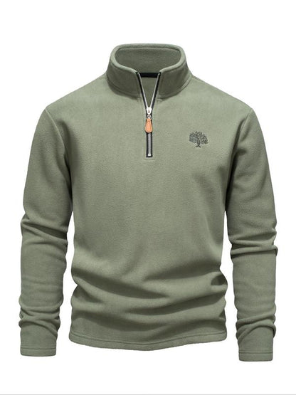 Sweatshirt homme en polaire, col montant zippé — idéal pour l’automne et l’hiver.