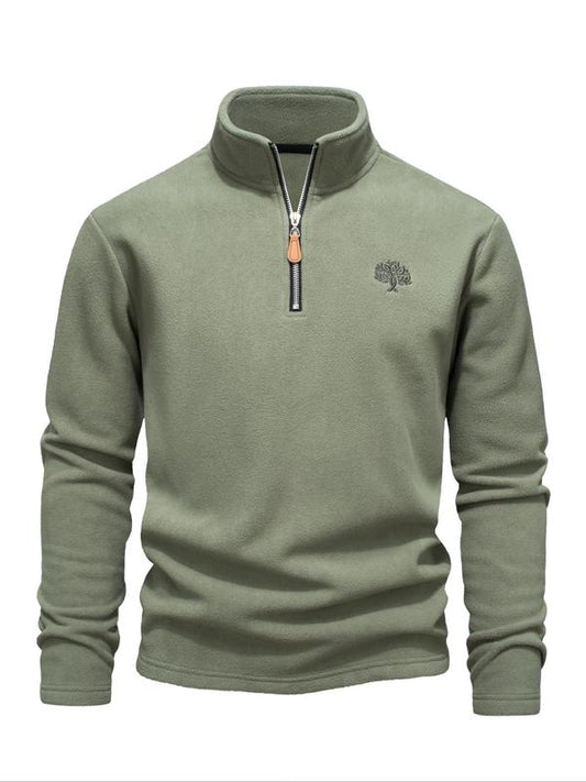Sweatshirt homme en polaire, col montant zippé — idéal pour l’automne et l’hiver.