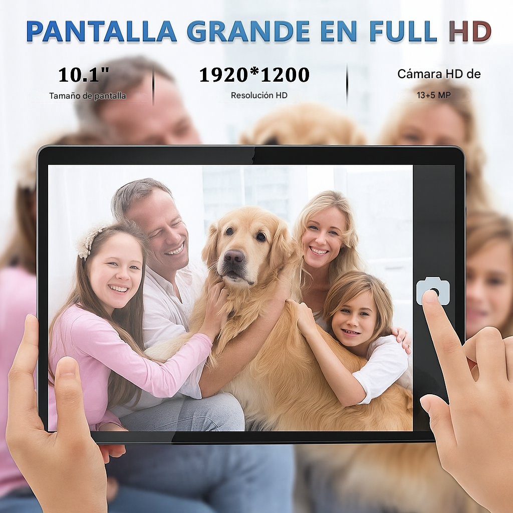 🇪🇸 Tableta Android de 10.1 pulgadas (2025) – Última Versión con Procesador Octa-Core, 64 GB de Almacenamiento, Cámara Dual 13 MP + 5 MP, WiFi, Bluetooth, GPS, Pantalla IPS Full HD, Soporte hasta 512 GB (Negra)