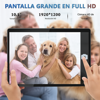 🇪🇸 Tableta Android de 10.1 pulgadas (2025) – Última Versión con Procesador Octa-Core, 64 GB de Almacenamiento, Cámara Dual 13 MP + 5 MP, WiFi, Bluetooth, GPS, Pantalla IPS Full HD, Soporte hasta 512 GB (Negra)