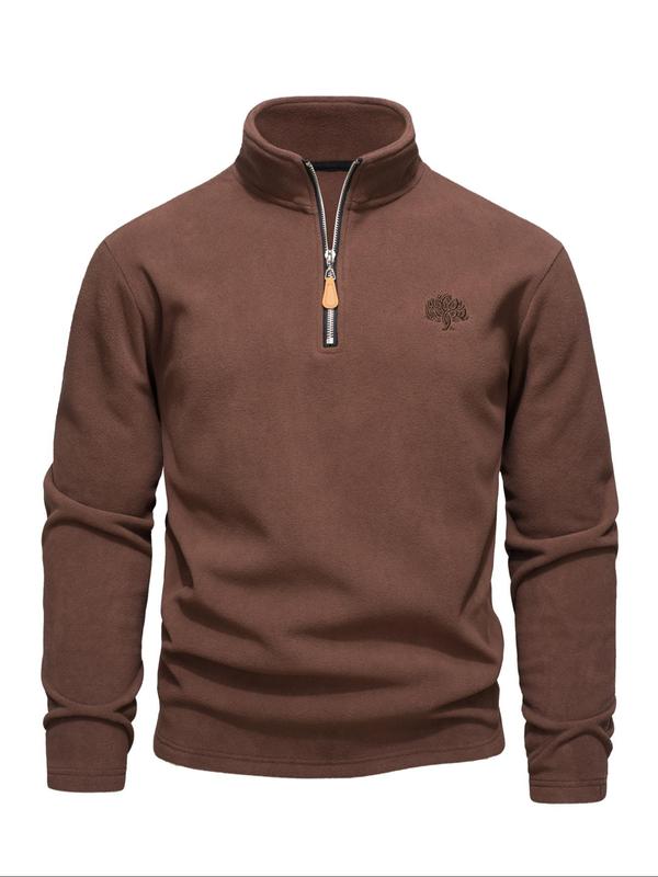 Sweatshirt homme en polaire, col montant zippé — idéal pour l’automne et l’hiver.